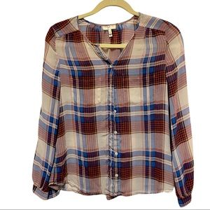 Joie plaid silk blouse